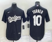 Wholesale Cheap Men's Los Angeles Dodgers #10 Justin Turner Black Turn Back The Clock Stitched Cool Base Jersey