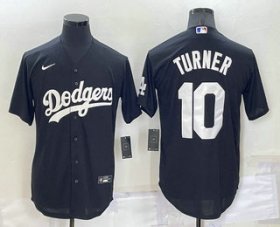 Wholesale Cheap Men\'s Los Angeles Dodgers #10 Justin Turner Black Turn Back The Clock Stitched Cool Base Jersey