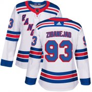 Wholesale Cheap Adidas Rangers #93 Mika Zibanejad White Road Authentic Women's Stitched NHL Jersey