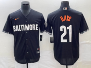 Wholesale Cheap Men's Baltimore Orioles #21 Austin Hays Black 2023 City Connect Cool Base Stitched Jersey