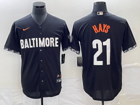 Wholesale Cheap Men\'s Baltimore Orioles #21 Austin Hays Black 2023 City Connect Cool Base Stitched Jersey