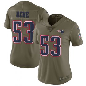 Wholesale Cheap Nike Patriots #53 Josh Uche Olive Women\'s Stitched NFL Limited 2017 Salute To Service Jersey