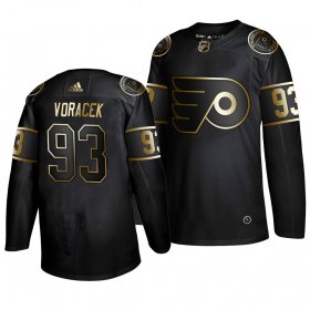 Wholesale Cheap Adidas Flyers #93 Jakub Voracek Men\'s 2019 Black Golden Edition Authentic Stitched NHL Jersey