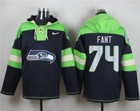 Wholesale Cheap Nike Seahawks #74 George Fant Navy Blue Player Pullover NFL Hoodie