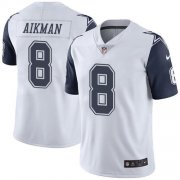 Wholesale Cheap Nike Cowboys #8 Troy Aikman White Men's Stitched NFL Limited Rush Jersey