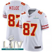 Wholesale Cheap Nike Chiefs #87 Travis Kelce White Super Bowl LIV 2020 Men's Stitched NFL Limited Team Logo Fashion Jersey