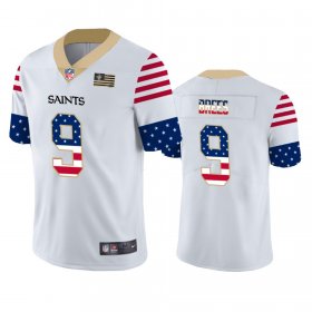 Wholesale Cheap New Orleans Saints #9 Drew Brees White Men\'s Nike Team Logo USA Flag Vapor Untouchable Limited NFL Jersey