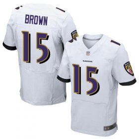 Wholesale Cheap Nike Ravens #15 Marquise Brown White Men\'s Stitched NFL New Elite Jersey