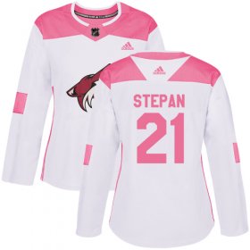 Wholesale Cheap Adidas Coyotes #21 Derek Stepan White/Pink Authentic Fashion Women\'s Stitched NHL Jersey