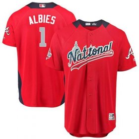 Wholesale Cheap Braves #1 Ozzie Albies Red 2018 All-Star National League Stitched MLB Jersey