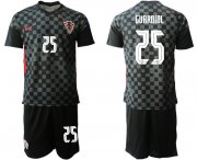 Wholesale Cheap Men 2020-2021 European Cup Croatia away black 25 Nike Soccer Jersey