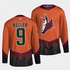 Wholesale Cheap Men\'s Arizona Coyotes #9 Clayton Keller Orange 2022-23 Reverse Retro Stitched Jersey