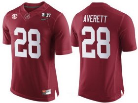 Wholesale Cheap Men\'s Alabama Crimson Tide #28 Anthony Averett Red 2017 Championship Game Patch Stitched CFP Nike Limited Jersey