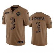 Wholesale Cheap Men's Baltimore Ravens #3 Odell Beckham Jr. 2023 Brown Salute To Service Limited Football Stitched Jersey