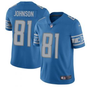 Wholesale Cheap Nike Lions #81 Calvin Johnson Blue Team Color Men\'s Stitched NFL Vapor Untouchable Limited Jersey