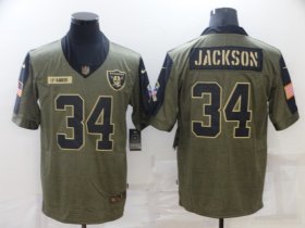Wholesale Cheap Men\'s Las Vegas Raiders #34 Bo Jackson Nike Olive 2021 Salute To Service Retired Player Limited Jersey
