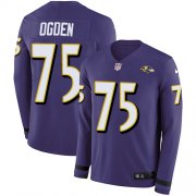 Wholesale Cheap Nike Ravens #75 Jonathan Ogden Purple Team Color Men's Stitched NFL Limited Therma Long Sleeve Jersey