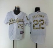 Wholesale Cheap Dodgers #22 Clayton Kershaw White USMC Cool Base Stitched MLB Jersey