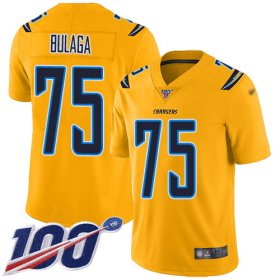 Wholesale Cheap Nike Chargers #75 Bryan Bulaga Gold Men\'s Stitched NFL Limited Inverted Legend 100th Season Jersey