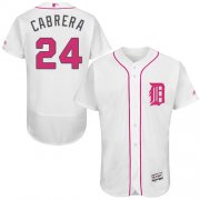 Wholesale Cheap Tigers #24 Miguel Cabrera White Flexbase Authentic Collection Mother's Day Stitched MLB Jersey