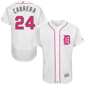 Wholesale Cheap Tigers #24 Miguel Cabrera White Flexbase Authentic Collection Mother\'s Day Stitched MLB Jersey