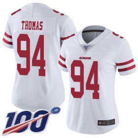 Wholesale Cheap Nike 49ers #94 Solomon Thomas White Women\'s Stitched NFL 100th Season Vapor Limited Jersey