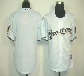 Wholesale Cheap Brewers Blank White Cool Base Stitched MLB Jersey