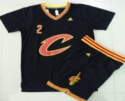 Wholesale Cheap Men's Cleveland Cavaliers #2 Kyrie Irving Revolution 30 Swingman 2015-16 New Black Short-Sleeved Jersey(With-Shorts)