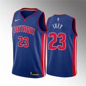 Wholesale Cheap Men\'s Detroit Pistons #23 Jaden Ivey 2022 Draft Blue Basketball Stitched Jersey