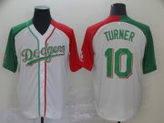 Wholesale Cheap Dodgers #10 Justin Turner White Red/Green Split Cool Base Stitched MLB Jersey