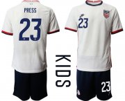 Wholesale Cheap Youth 2020-2021 Season National team United States home white 23 Soccer Jersey
