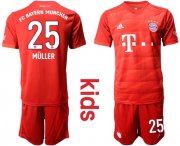 Wholesale Cheap Bayern Munchen #25 Muller Home Kid Soccer Club Jersey