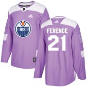 Wholesale Cheap Adidas Oilers #21 Andrew Ference Purple Authentic Fights Cancer Stitched Youth NHL Jersey