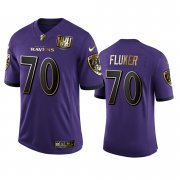 Wholesale Cheap Baltimore Ravens #70 D.J. Fluker Men's Nike Purple Team 25th Season Golden Limited NFL Jersey