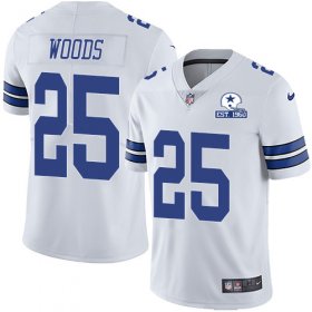Wholesale Cheap Nike Cowboys #25 Xavier Woods White Men\'s Stitched With Established In 1960 Patch NFL Vapor Untouchable Limited Jersey