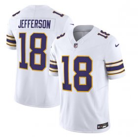 Wholesale Cheap Men\'s Minnesota Vikings #18 Justin Jefferson White 2023 F.U.S.E. Vapor Untouchable Stitched Jersey
