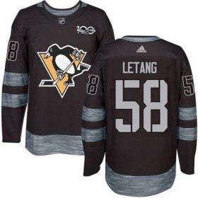 Wholesale Cheap Adidas Penguins #58 Kris Letang Black 1917-2017 100th Anniversary Stitched NHL Jersey