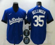 Wholesale Cheap Men's Los Angeles Dodgers #35 Cody Bellinger Blue #2 #20 Patch City Connect Cool Base Stitched Jersey