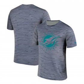 Wholesale Cheap Men\'s Miami Dolphins Nike Gray Black Striped Logo Performance T-Shirt