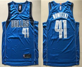 Wholesale Cheap Men\'s Dallas Mavericks #41 Dirk Nowitzki New Blue 2017-2018 Nike Swingman Wish Stitched NBA Jersey