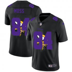 Wholesale Cheap Minnesota Vikings #84 Randy Moss Men\'s Nike Team Logo Dual Overlap Limited NFL Jersey Black