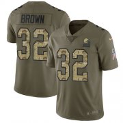 Wholesale Cheap Nike Browns #32 Jim Brown Olive/Camo Men's Stitched NFL Limited 2017 Salute To Service Jersey