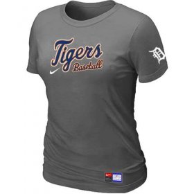 Wholesale Cheap Women\'s Detroit Tigers Nike Short Sleeve Practice MLB T-Shirt Crow Grey