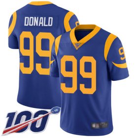 Wholesale Cheap Nike Rams #99 Aaron Donald Royal Blue Alternate Men\'s Stitched NFL 100th Season Vapor Limited Jersey