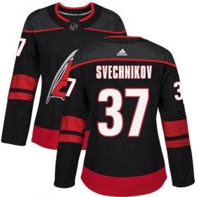 Wholesale Cheap Adidas Hurricanes #37 Andrei Svechnikov Black Alternate Authentic Women\'s Stitched NHL Jersey