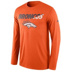 Wholesale Cheap Men\'s Denver Broncos Nike Orange Legend Staff Practice Long Sleeves Performance T-Shirt