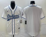 Cheap Men's Los Angeles Dodgers White Blank With Patch Cool Base Stitched Baseball Jerseys