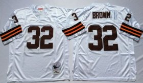 Wholesale Cheap Mitchell And Ness 1963 Browns #32 Jim Brown White Throwback Stitched NFL Jersey