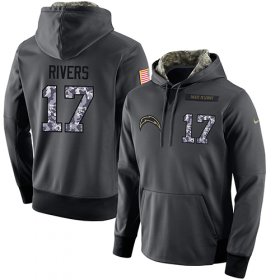 Wholesale Cheap NFL Men\'s Nike Los Angeles Chargers #17 Philip Rivers Stitched Black Anthracite Salute to Service Player Performance Hoodie