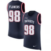 Wholesale Cheap Nike Patriots #98 Trey Flowers Navy Blue Team Color Men's Stitched NFL Limited Rush Tank Top Jersey